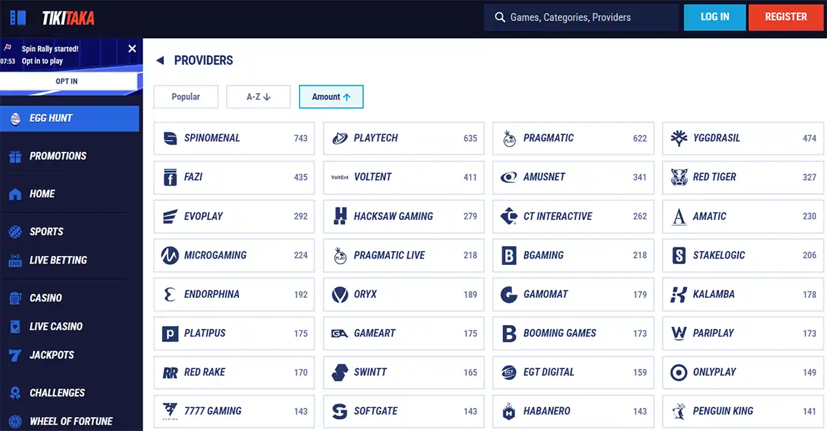 Proveedores de juegos en Tikitaka Casino México